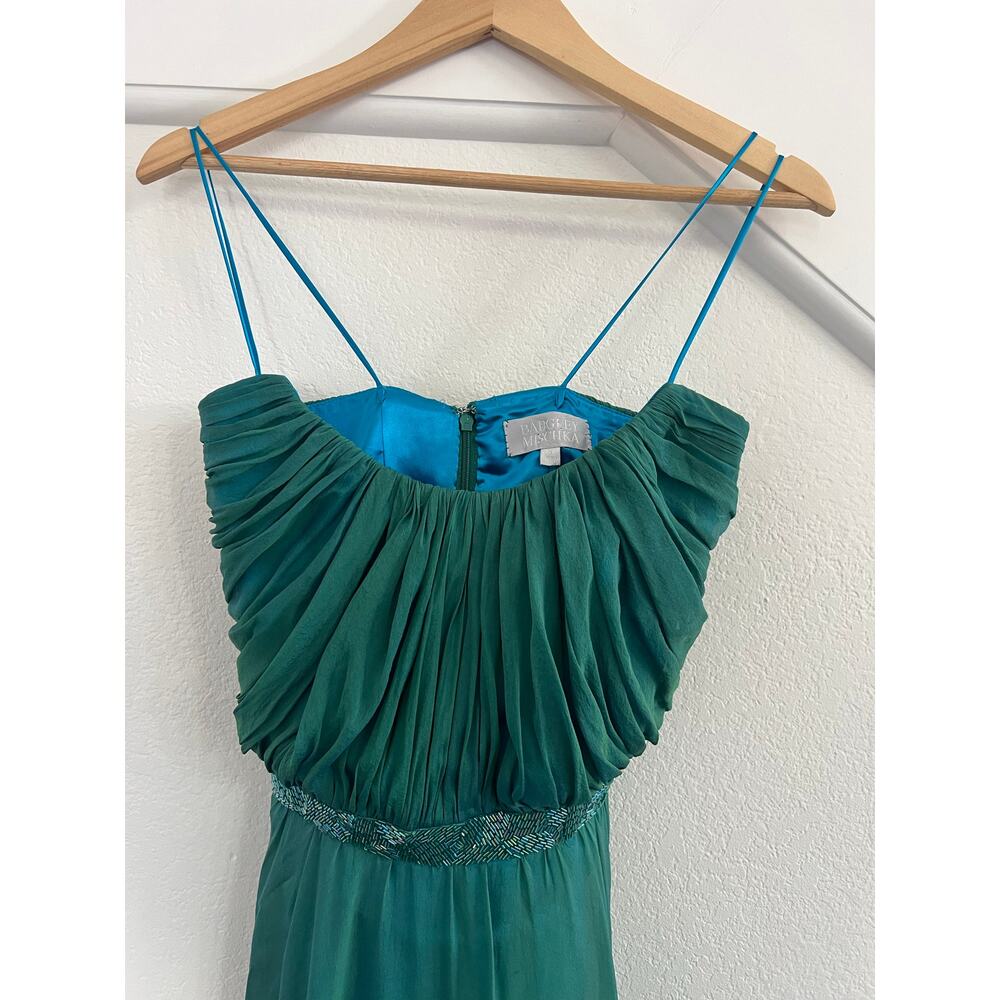 Badgley Mischka Strapless Maxi Dress Size 2 Teal Formal Event Prom Y2K Gala - Picture 6 of 16